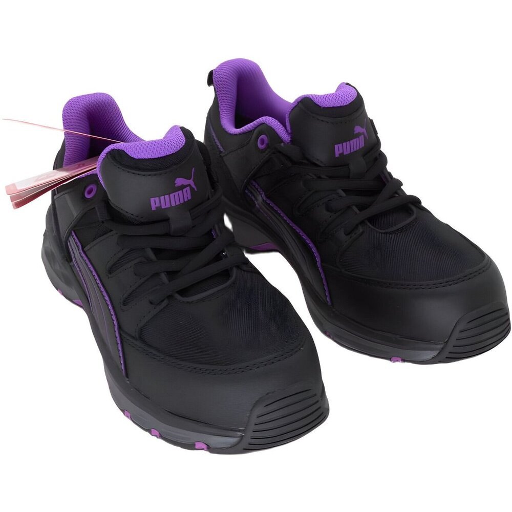 PUMA Women's Stepper Low Industrial Shoe Composite Toe, Black-Purple, Size 7.5